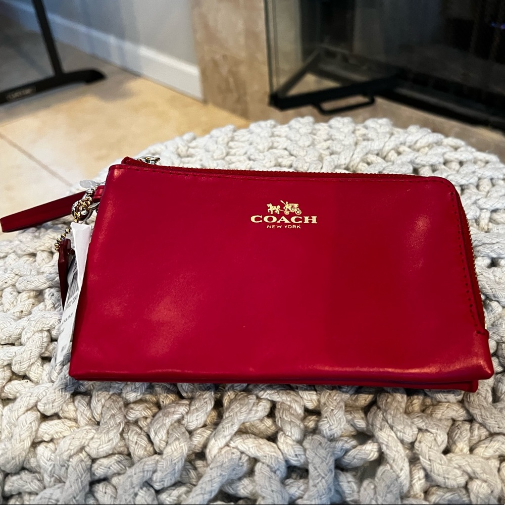 ***SOLD*** Coach Red Double Zip Wristlet